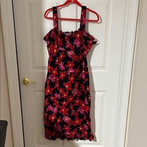 CL Carol Little Floral Black and Pink Dress